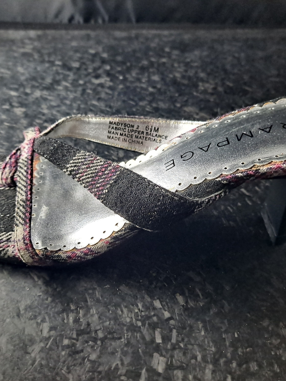 VINTAGE Y2K Rampage Women’s Black Plaid Slip-On Heels - Size 6.5 - Picture 7 of 11
